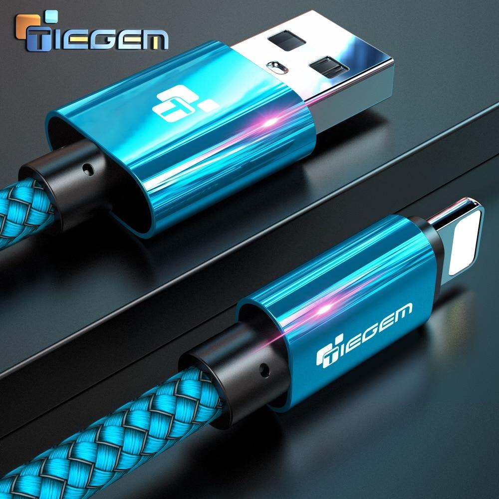 Tiegem USB Cable For iPhone 7 8 6 5 6s S 5 se plus X XS MAX XR Cable Fast Charging Cable Mobile Phone  Usb Data Cable 3M