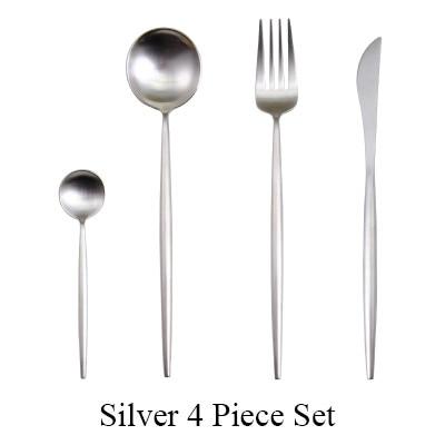 4Pcs/set Black Cutlery Set Stainless Steel Dinnerware Set Gold Flatware Fork Knife Spoon Wedding Silverware Set Drop Shipping