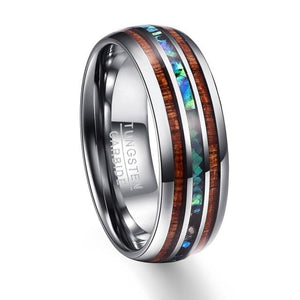 Wood Grain Polishing Men Ring Tungsten Carbide Wedding Band