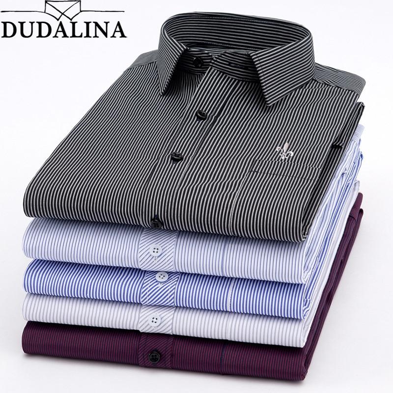 Men Long Sleeve Shirts Male Striped Classic-fit Comfort Soft Casual Button-Down Shirt