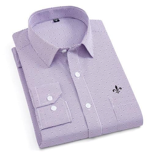 Men Long Sleeve Shirts Male Striped Classic-fit Comfort Soft Casual Button-Down Shirt