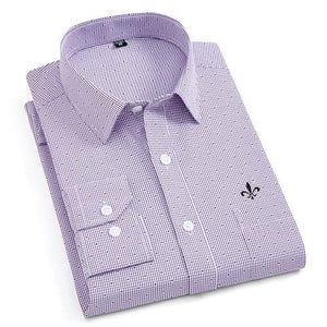 Men Long Sleeve Shirts Male Striped Classic-fit Comfort Soft Casual Button-Down Shirt