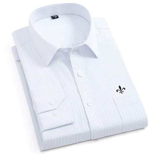 Men Long Sleeve Shirts Male Striped Classic-fit Comfort Soft Casual Button-Down Shirt