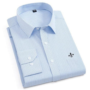 Men Long Sleeve Shirts Male Striped Classic-fit Comfort Soft Casual Button-Down Shirt