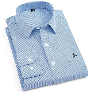 Men Long Sleeve Shirts Male Striped Classic-fit Comfort Soft Casual Button-Down Shirt