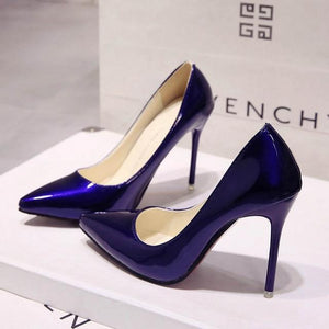 Plus Size 34-44 Hot Women Shoes Pointed Toe Pumps Patent Leather Dress High Heels