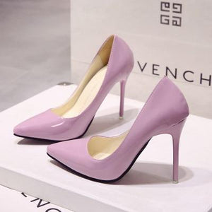 Plus Size 34-44 Hot Women Shoes Pointed Toe Pumps Patent Leather Dress High Heels