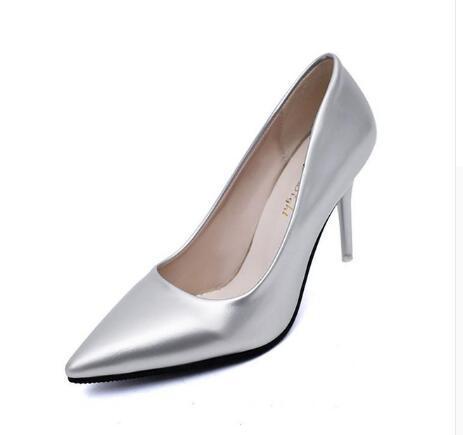 Plus Size 34-44 Hot Women Shoes Pointed Toe Pumps Patent Leather Dress High Heels