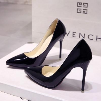 Plus Size 34-44 Hot Women Shoes Pointed Toe Pumps Patent Leather Dress High Heels