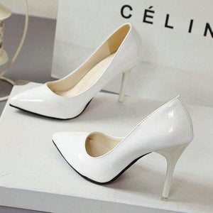 Plus Size 34-44 Hot Women Shoes Pointed Toe Pumps Patent Leather Dress High Heels