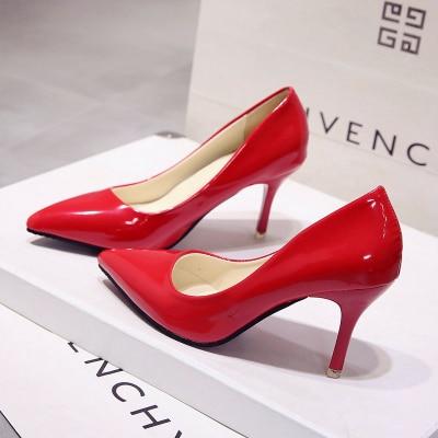 Plus Size 34-44 Hot Women Shoes Pointed Toe Pumps Patent Leather Dress High Heels