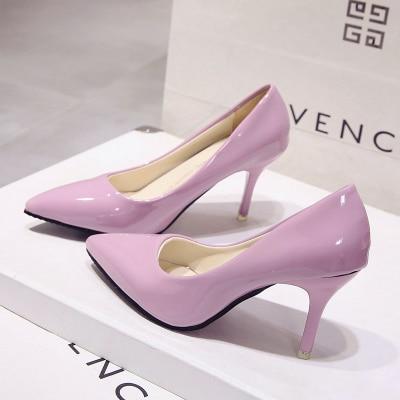 Plus Size 34-44 Hot Women Shoes Pointed Toe Pumps Patent Leather Dress High Heels