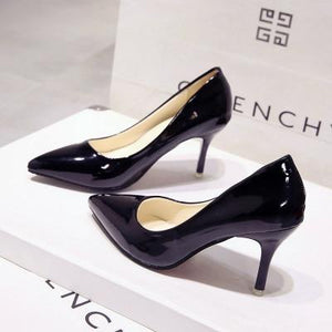 Plus Size 34-44 Hot Women Shoes Pointed Toe Pumps Patent Leather Dress High Heels