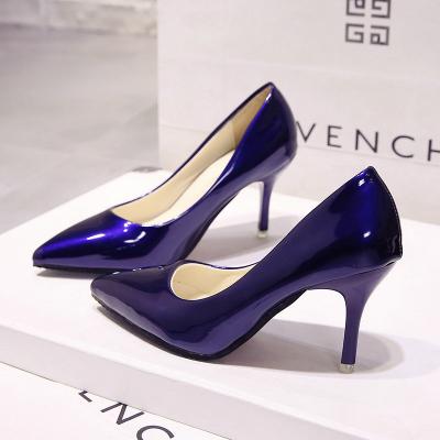 Plus Size 34-44 Hot Women Shoes Pointed Toe Pumps Patent Leather Dress High Heels