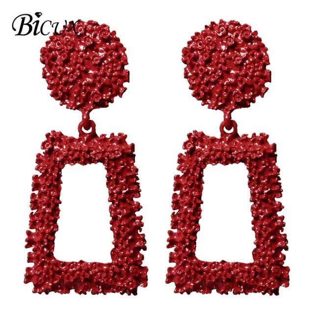 BICUX Fashion Gold Drop Earrings for Women Statement Big Geometric Metal Earring