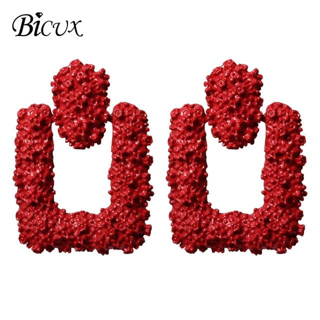 BICUX Fashion Gold Drop Earrings for Women Statement Big Geometric Metal Earring