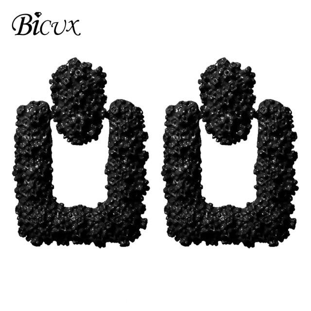 BICUX Fashion Gold Drop Earrings for Women Statement Big Geometric Metal Earring