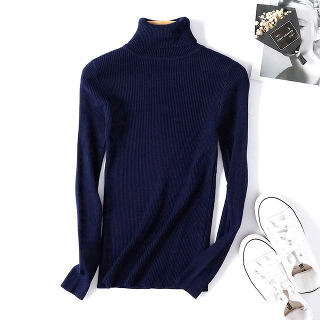 Winter autumn turtleneck Black Sweater Women Skinny Elastic Knitted Soft Pullover Sweater female 2019 korean fashion Pullovers