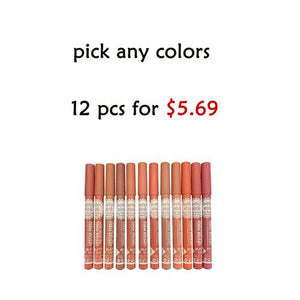 3pcs Lipstick Pencil Waterproof Long Lasting 12 colors Matte Glitter Lip Liner Makeup Cosmetics