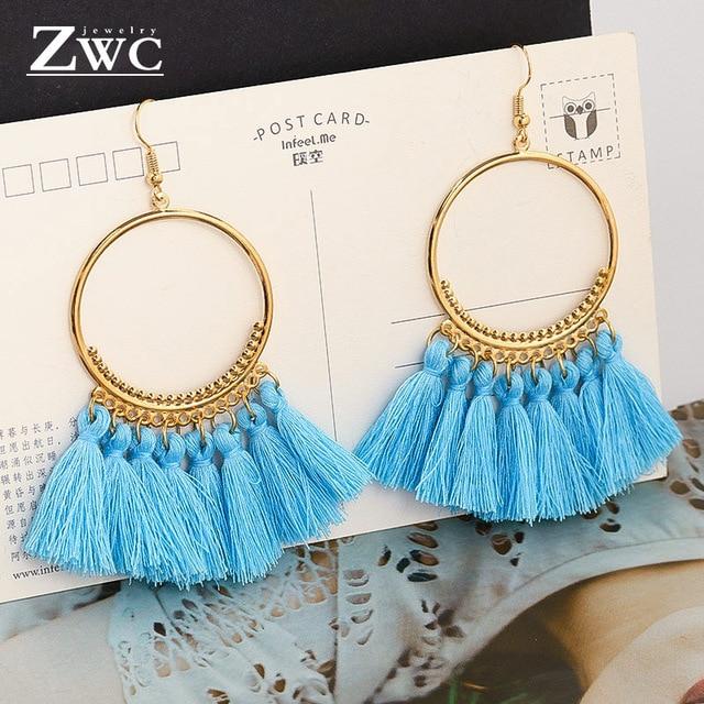 ZWC Fashion Bohemian Tassel Vintage Statement Drop Earrings