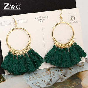 ZWC Fashion Bohemian Tassel Vintage Statement Drop Earrings