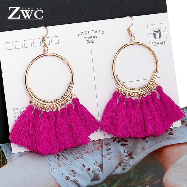 ZWC Fashion Bohemian Tassel Vintage Statement Drop Earrings