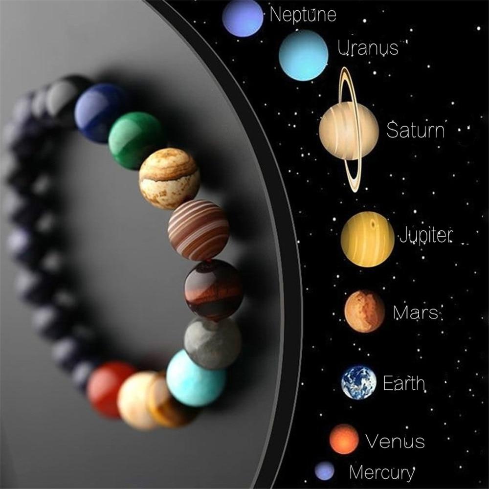 Eight Planets Natural Stone Bracelet Universe Yoga Chakra Galaxy Solar System Bracelets