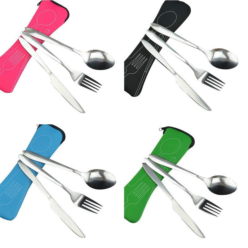 Stainless Steel Cutlery Set Portable Spoon Fork Knife Travel Picnic Western Tool Set