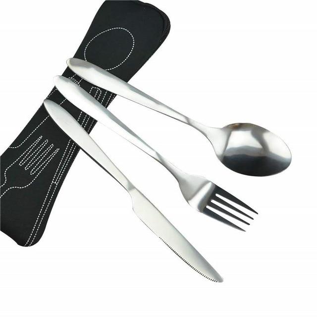 Stainless Steel Cutlery Set Portable Spoon Fork Knife Travel Picnic Western Tool Set