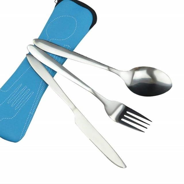 Stainless Steel Cutlery Set Portable Spoon Fork Knife Travel Picnic Western Tool Set