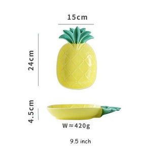 Decorative Pineapple Leaf Ceramic Charger Plate Dish Porcelain Candy Trinket Dish Jewelry Storage Plate Crockery Tableware