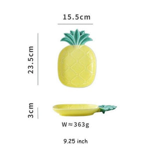 Decorative Pineapple Leaf Ceramic Charger Plate Dish Porcelain Candy Trinket Dish Jewelry Storage Plate Crockery Tableware