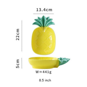 Decorative Pineapple Leaf Ceramic Charger Plate Dish Porcelain Candy Trinket Dish Jewelry Storage Plate Crockery Tableware