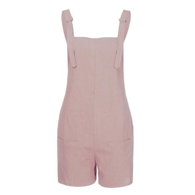 Womail bodysuit Women Summer Fashion Elastic Waist Dungarees Linen Cotton Pockets Rompers Playsuit Shorts NEW dropship M6