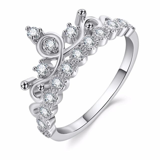 Fashion Luxury Crown Ring Statement Women Wedding Zircon Engagement Ring