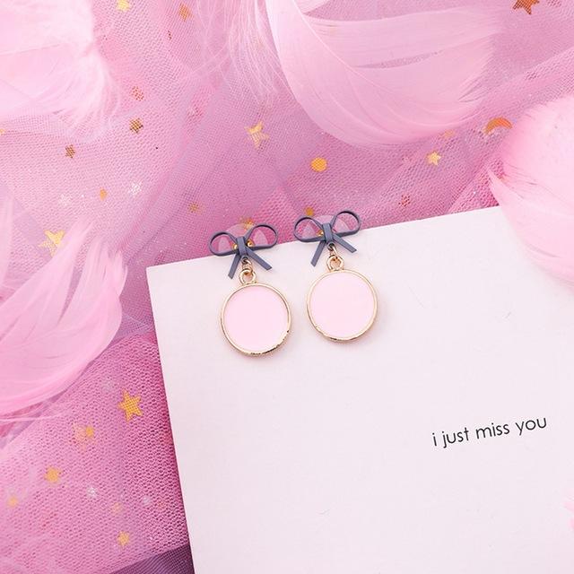 Pink Earrings Korean Flower Sweet Geometric Drops Earring