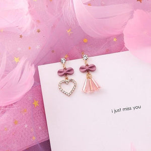 Pink Earrings Korean Flower Sweet Geometric Drops Earring