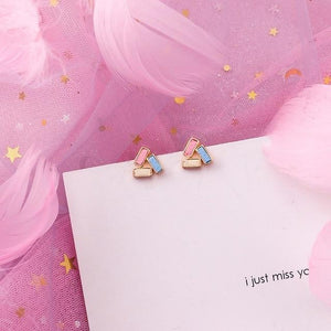 Pink Earrings Korean Flower Sweet Geometric Drops Earring