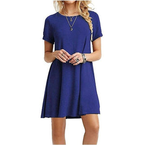 Casual T Shirt Dress Plus Size Women Summer 2019 Autumn Basic Mini Dress Black White Blue Red Pink Beach Sundress 4XL Vestidos