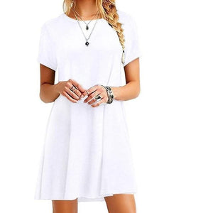 Casual T Shirt Dress Plus Size Women Summer 2019 Autumn Basic Mini Dress Black White Blue Red Pink Beach Sundress 4XL Vestidos