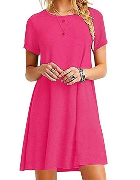 Casual T Shirt Dress Plus Size Women Summer 2019 Autumn Basic Mini Dress Black White Blue Red Pink Beach Sundress 4XL Vestidos