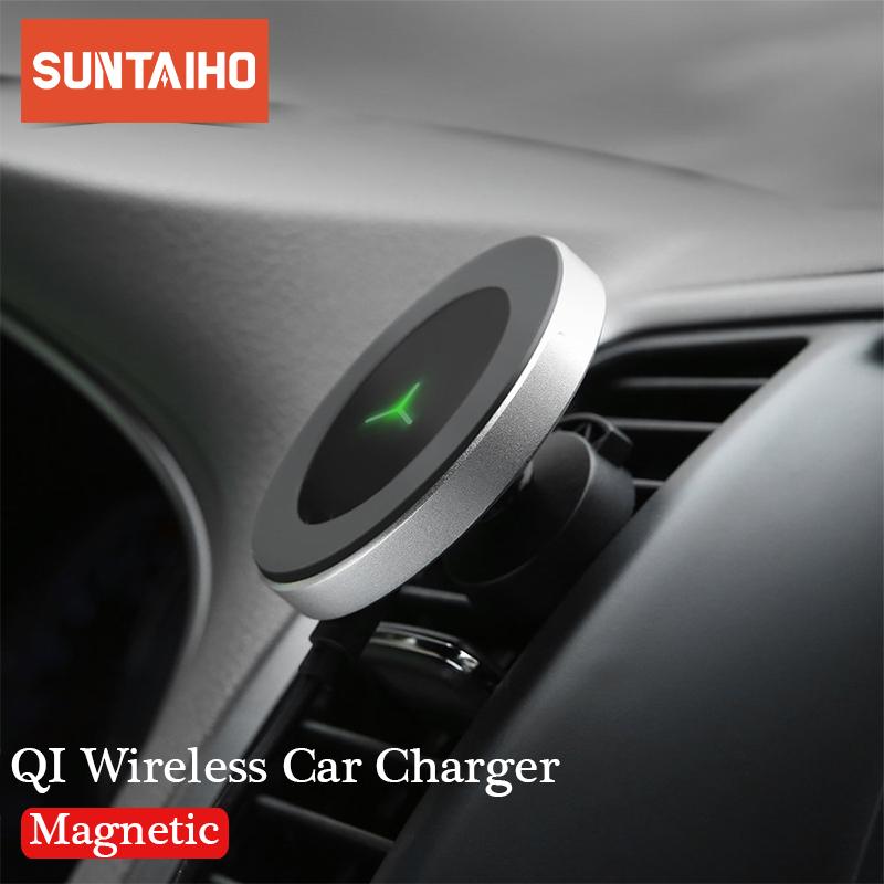 10W 360 Degree Rotation Car Wireless Charger For iPhone Xs Max X Samsung S10 S9 Suntaiho Qi Wirless Charging Magnetic Car Holder