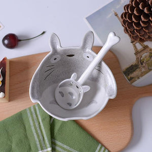 Creative 3D Totoro Pottery Dinner Plate Dish Bowl Spoon Set Ceramics Food Container Crockery Kids Stoneware Dinnerware