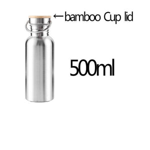 Portable Stainless Steel Water Bottle Bamboo Lid Sports Flasks Leak-proof Travel Cycling Hiking Camping Bottles BPA Free