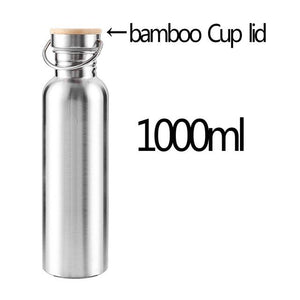 Portable Stainless Steel Water Bottle Bamboo Lid Sports Flasks Leak-proof Travel Cycling Hiking Camping Bottles BPA Free