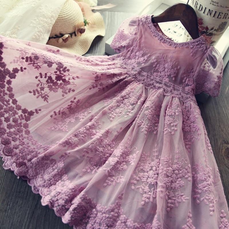 Girl Dress Kids Dresses For Girls Mesh Casual Lace Embroidery Princess