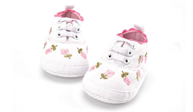 Baby Girl Shoes White Lace Floral Embroidered Soft Shoes