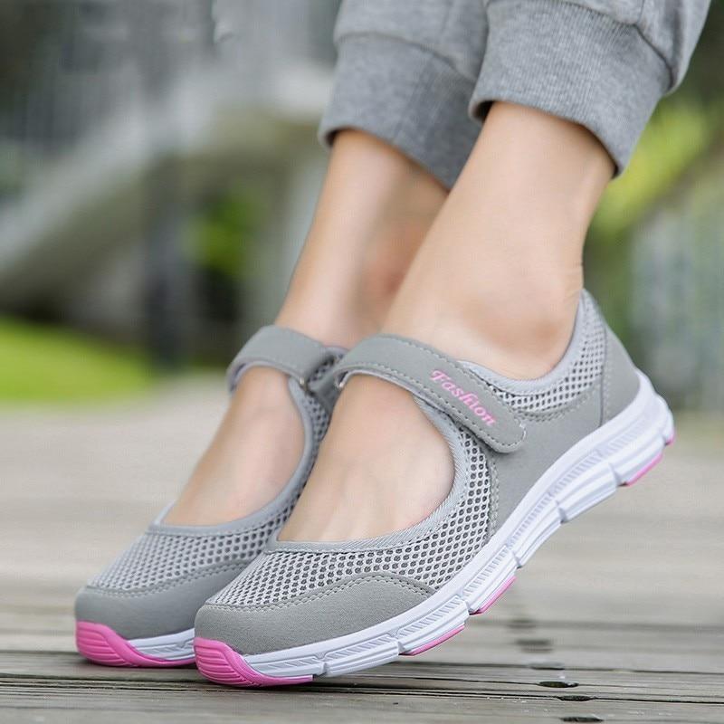 Ladies Mesh Flat Shoes Women Soft Breathable Flat Sneakers