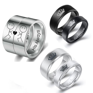 Women His Queen Stainless steel Ring Silver Color Her King Couple Ring