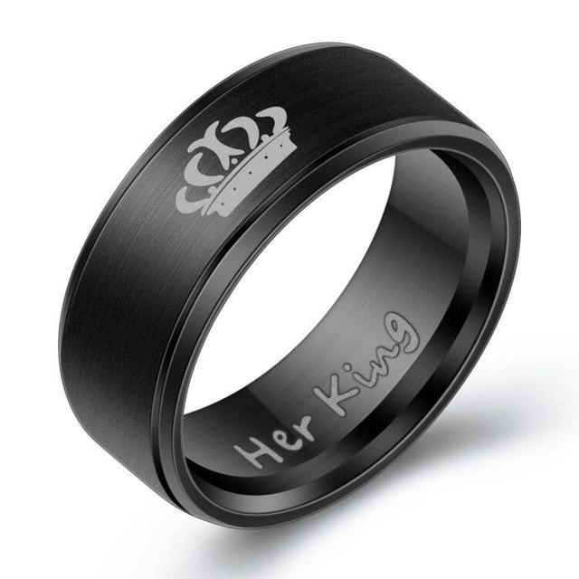 Women His Queen Stainless steel Ring Silver Color Her King Couple Ring